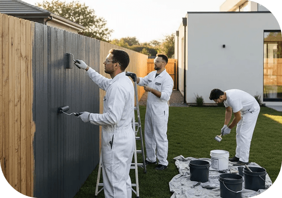 Fence painters working